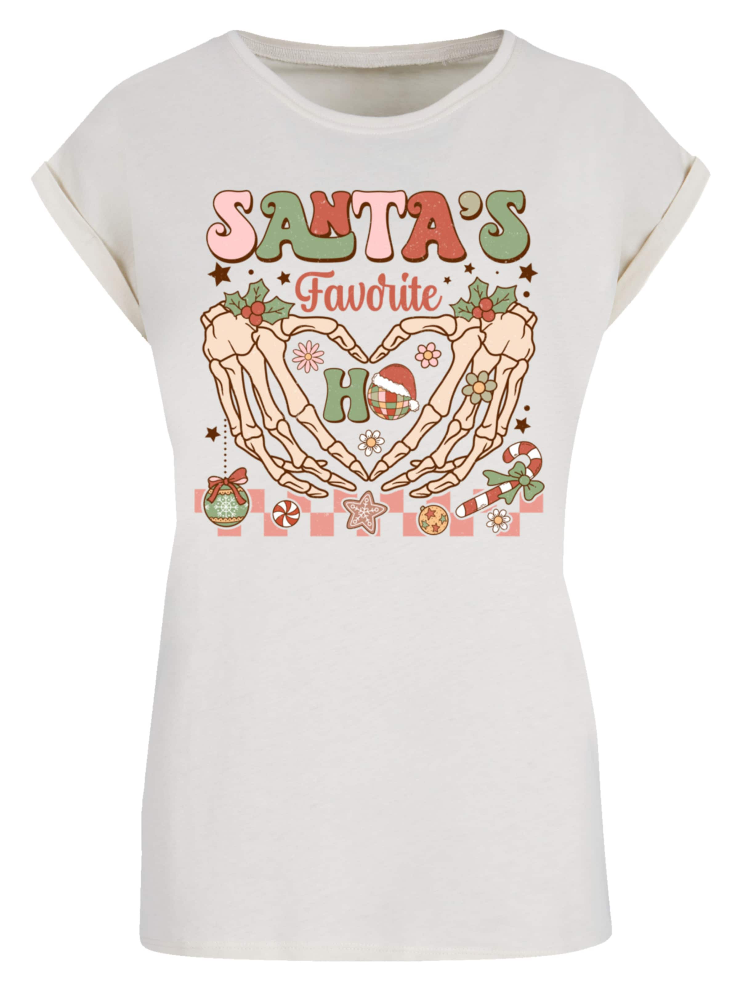 F4NT4STIC Shirt 'Santas favorite Ho Ho Ho Christmas' in Beige: voorkant