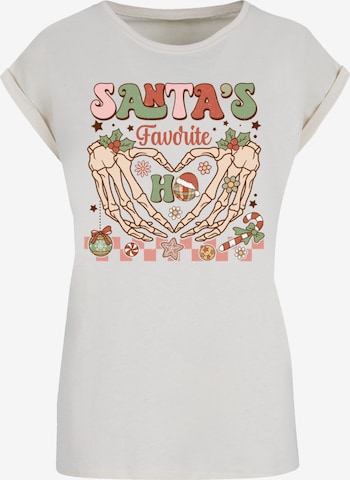 F4NT4STIC Shirt 'Santas favorite Ho Ho Ho Christmas' in Beige: voorkant
