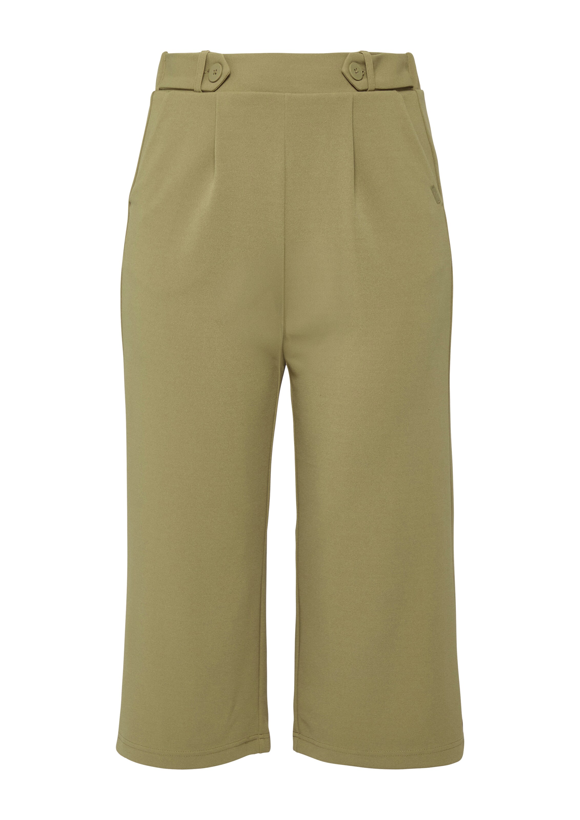 QS Wide leg Bandplooibroek in Groen: voorkant