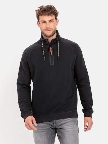 CAMEL ACTIVE Sweatshirt mit Stehkragen aus reiner Baumwolle in Schwarz: predná strana