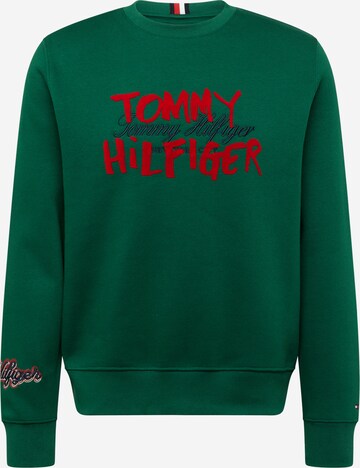 Sweat-shirt TOMMY HILFIGER en vert : devant