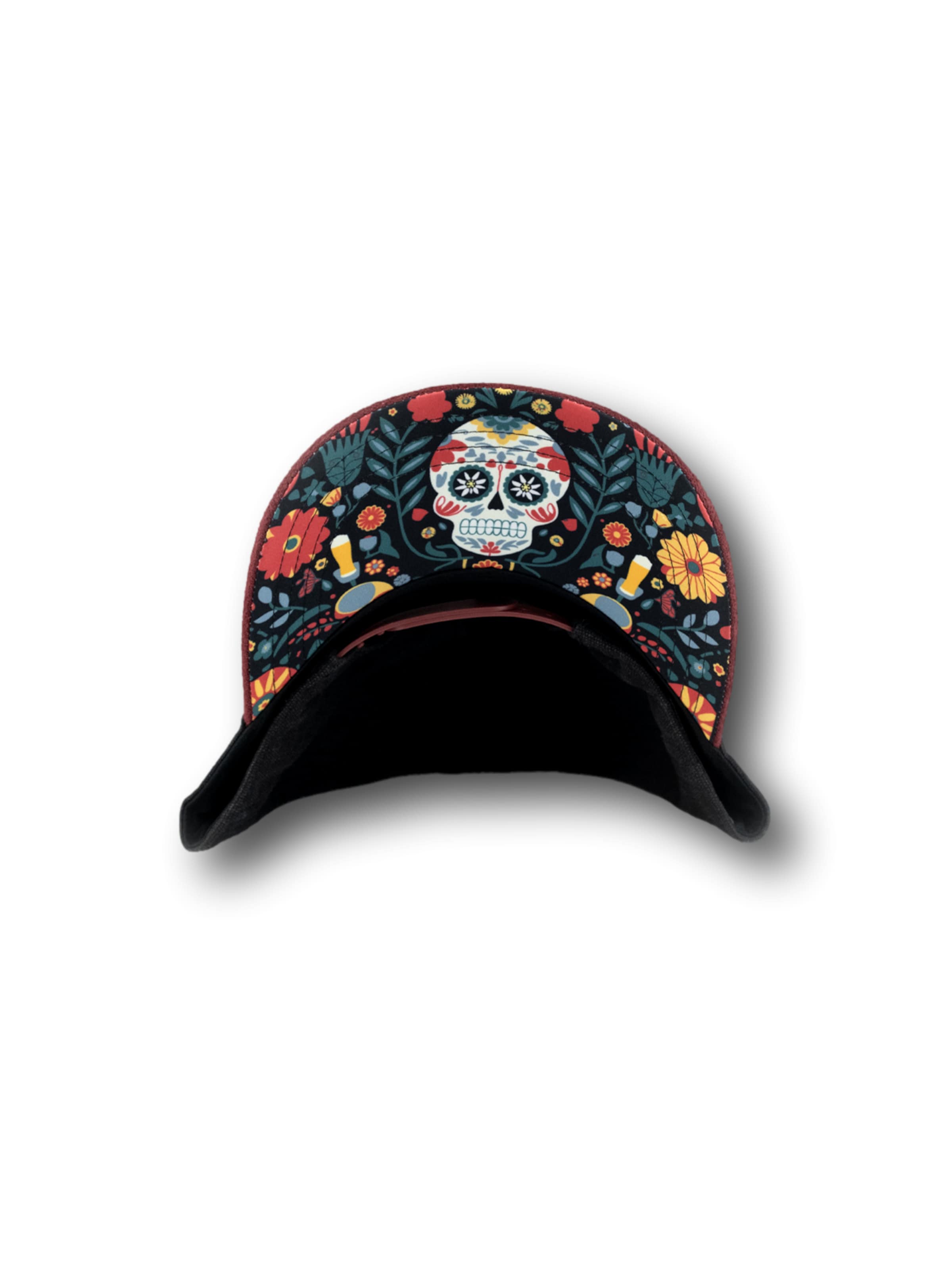 Bavarian Caps Cap 'dia de muertos' in Black