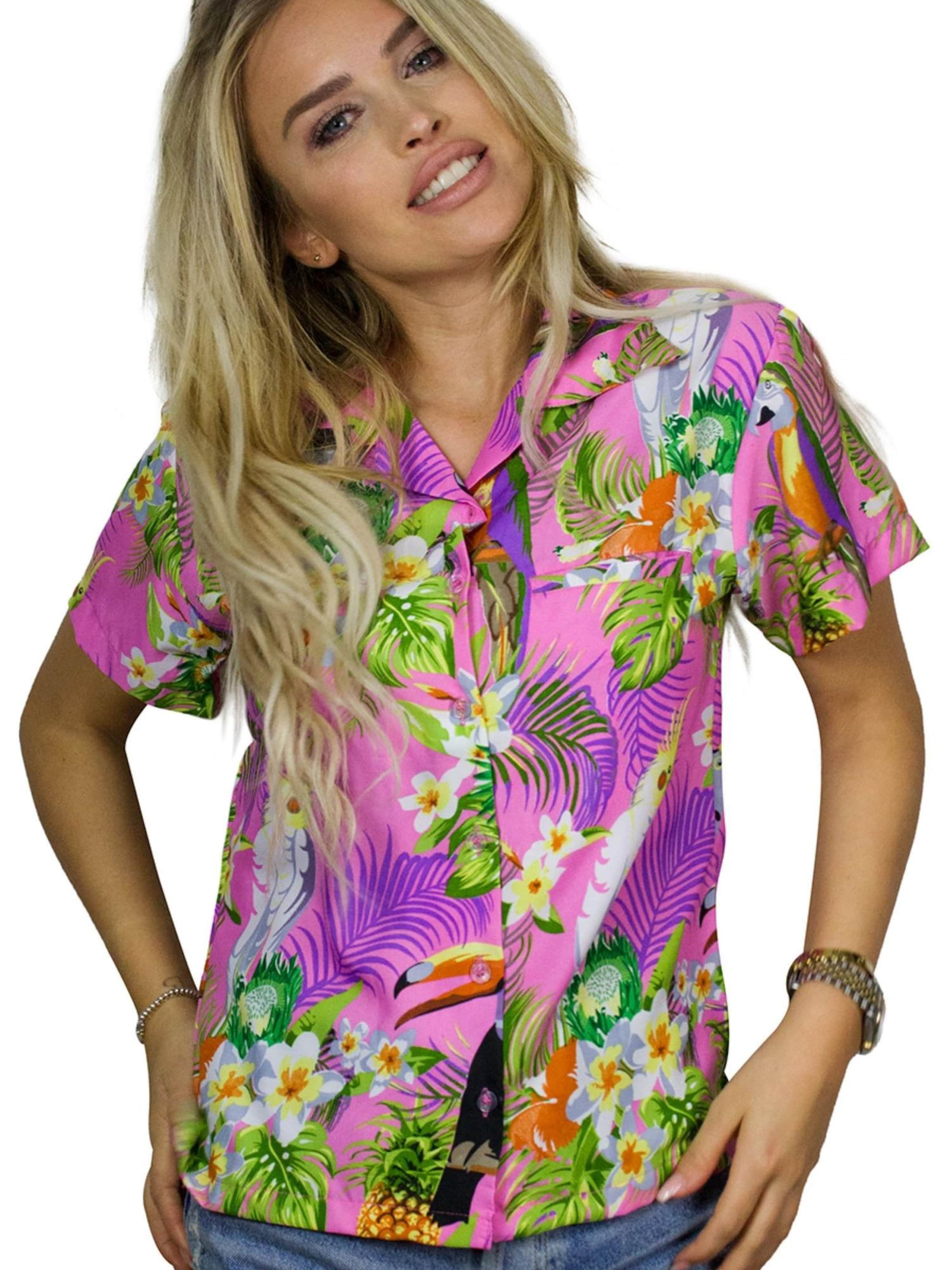 King Kameha Bluse 'Parrot Cockatoo'‌‌‌‌‌‌‌‌‌ in Pink