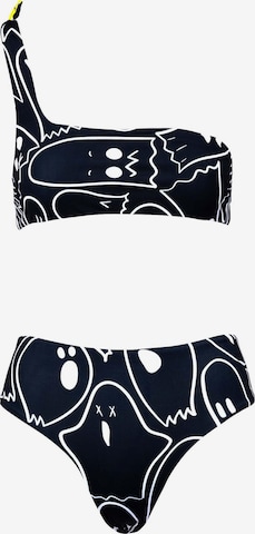 Kalaia Bandeau Bikini 'Ghosted Reversible' värissä musta: etupuoli