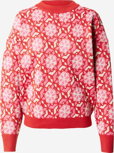 Warehouse Pulover u svijetloroza / svijetlocrvena / bijela, Pregled proizvoda