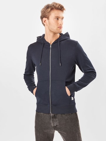 JACK & JONES Zip-Up Hoodie in Blue: front