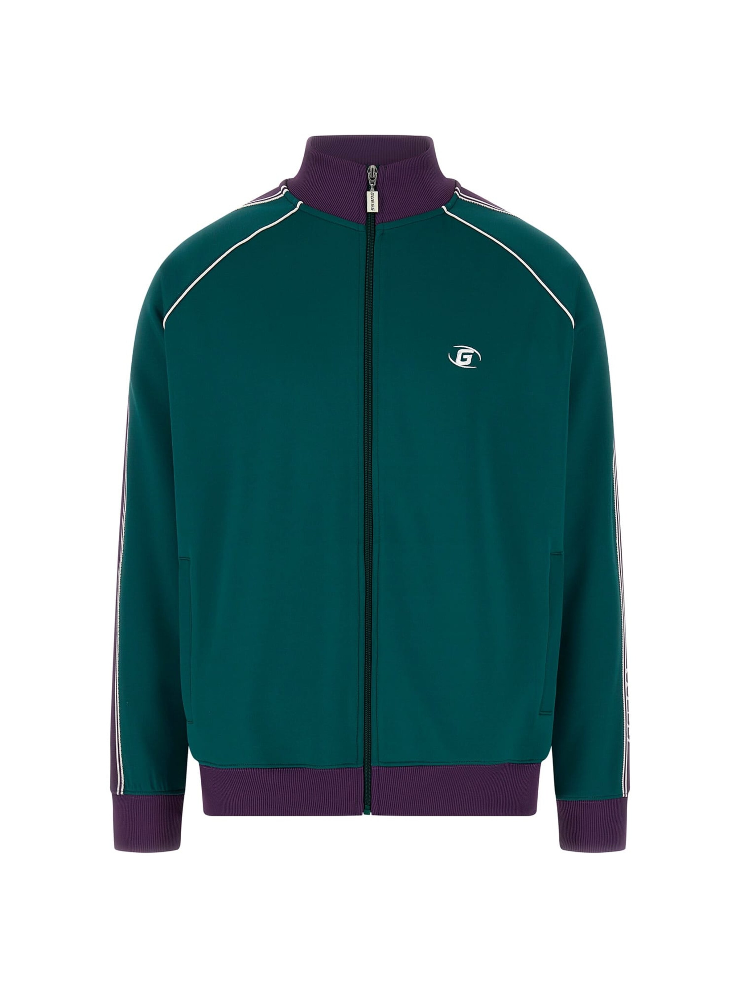 GUESS Sweatjacke 'Scuba' in Grün: Vorderseite