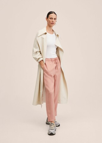 MANGO Loose fit Pants 'Linen' in Pink