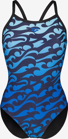 ARENA Bralette Active Swimsuit 'SURFS UP' in Blue: front