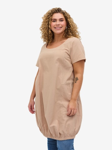 Zizzi Jurk 'Jeasy' in Beige: voorkant