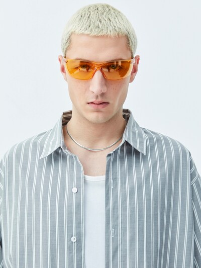 VAMOS CLO Button Up Shirt in Grey / White, Item view