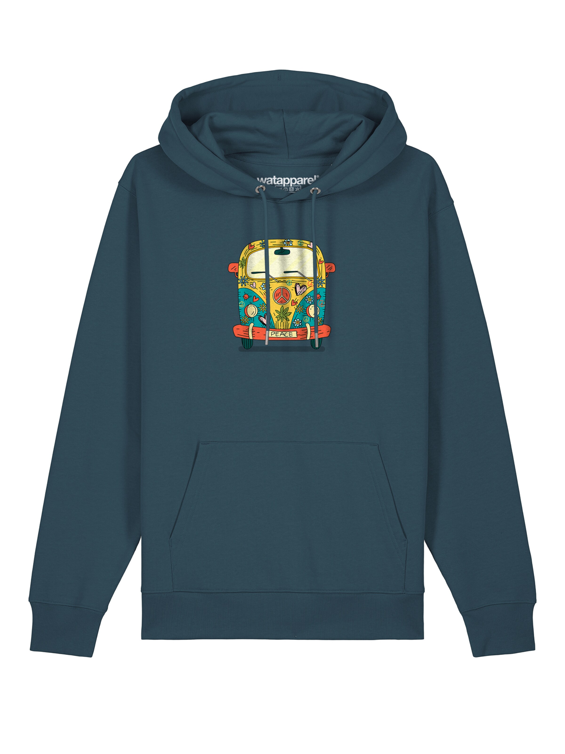 Sweat-shirt ' Hippies Bus ' Watapparel en bleu : devant