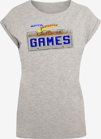 F4NT4STIC Shirt 'Retro Gaming California Games Plate' in Grijs: voorkant