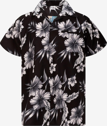 King Kameha Shirt 'Mono Flowers' in Grey: front