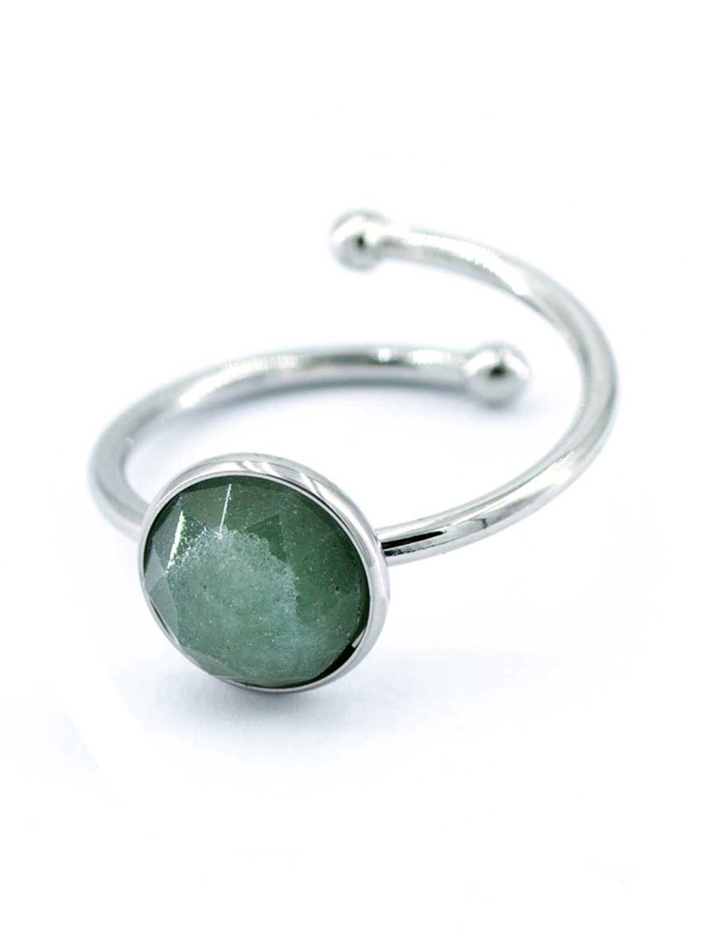 Sergio Engel Ring 'Beach Ring 01 Edelstahlring mit Naturstein-Cabouchon' in Green: front