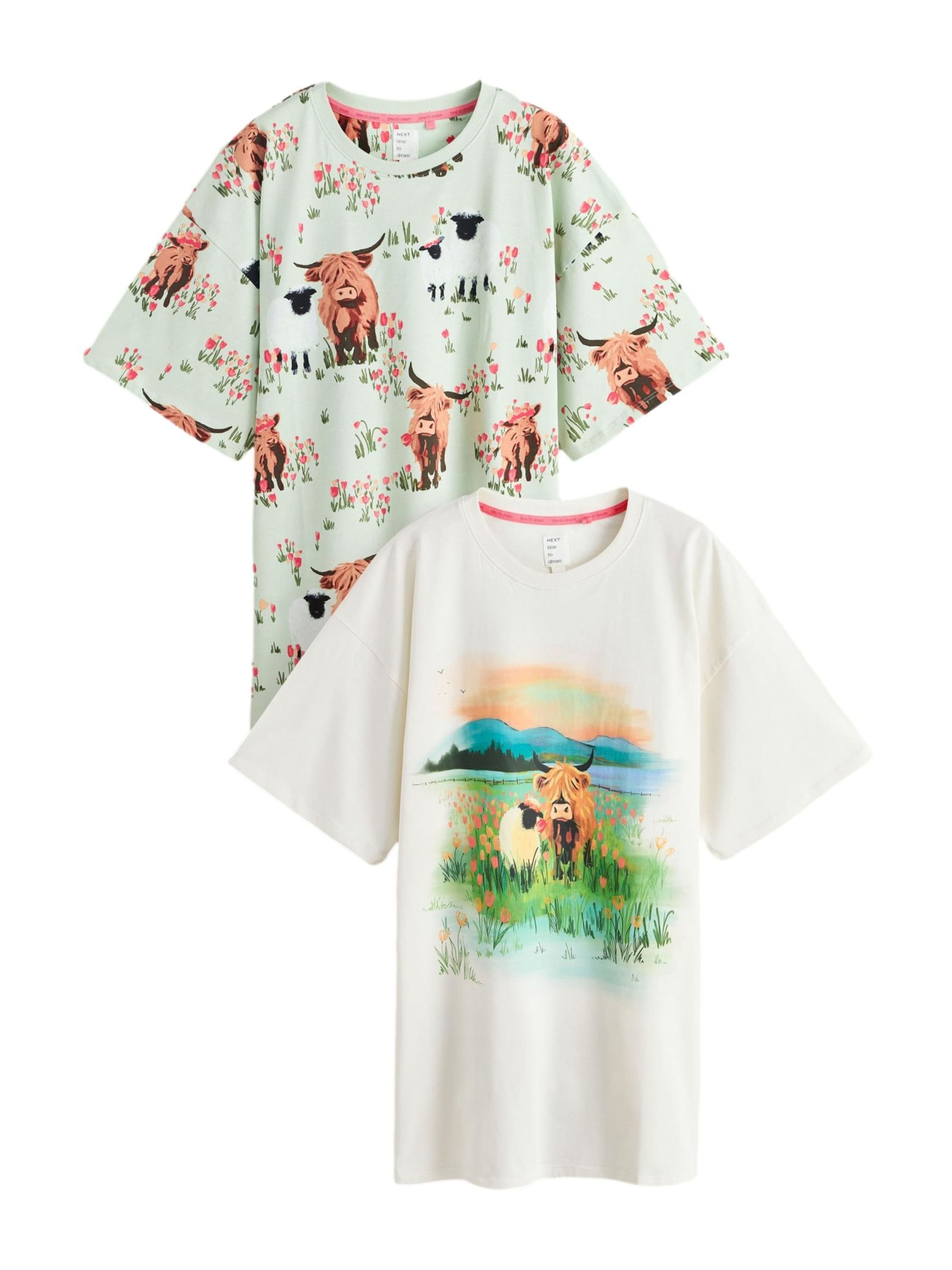 Next Natskjorte i beige / mint / hvid, Produktvisning