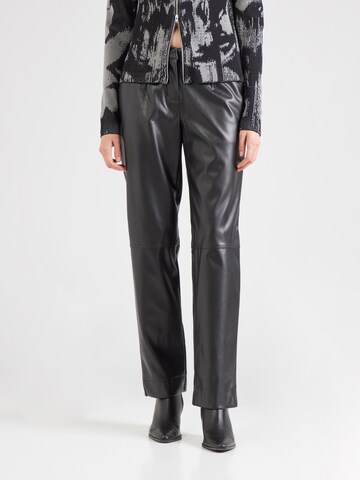 PIECES Regular Pleat-Front Pants 'PCNEETH' in Black: front