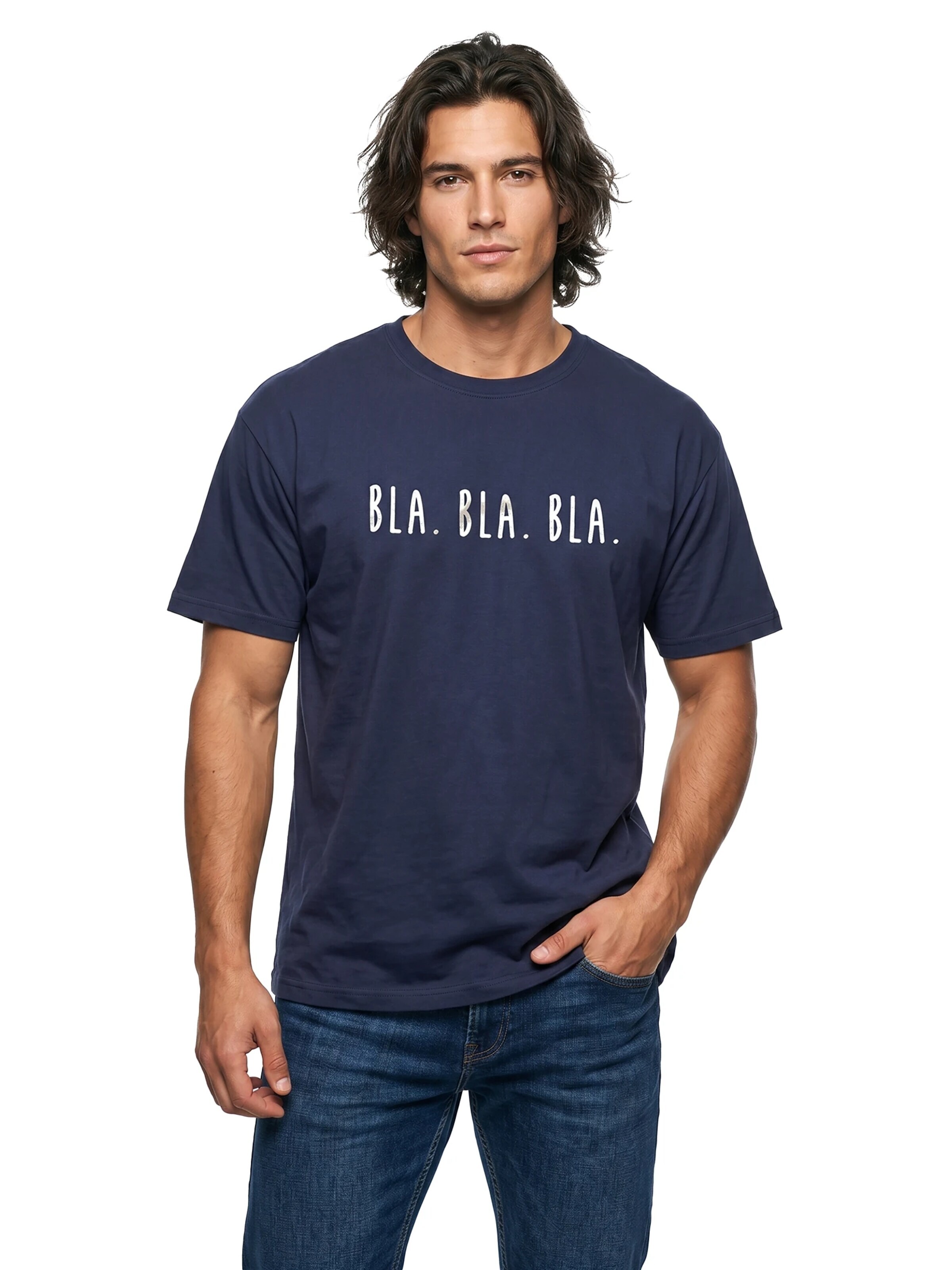 MAKAYA Shirt 'Bla Bla Bla' in Blue
