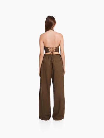 Bershka Wide Leg Bukser i brun