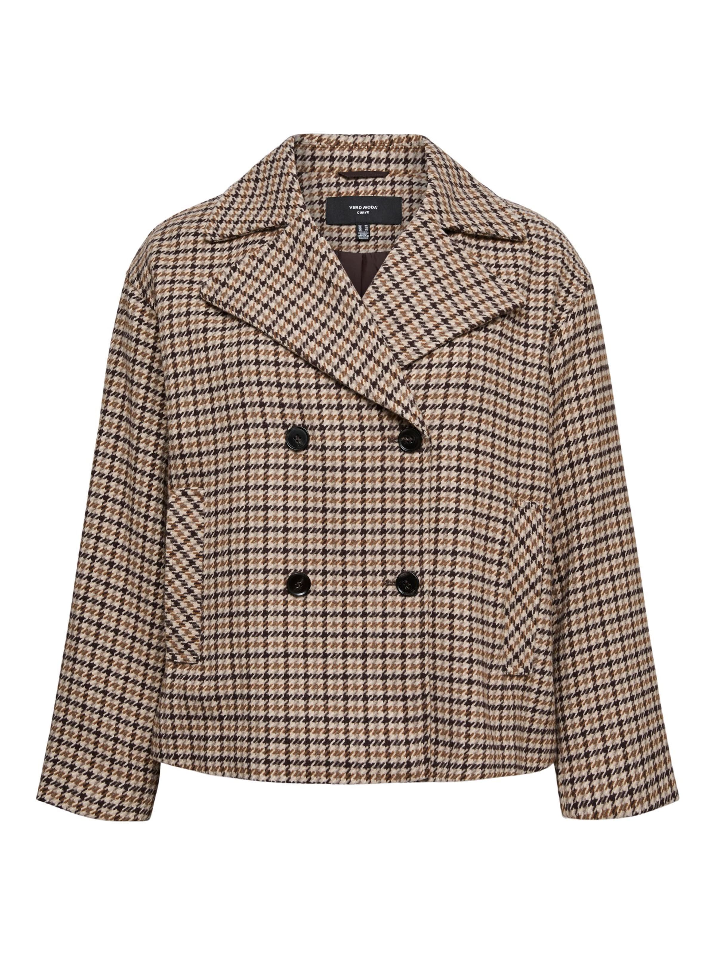 Vero Moda Curve Tussenmantel 'VMCJackieline' in XXXL in de kleur Beige / Bruin / Donkerbruin, Productweergave