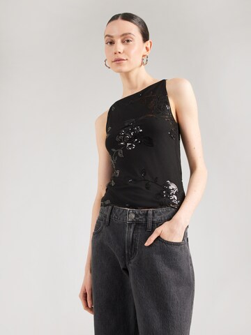 Gina Tricot Топ 'Floral' в Черный: спереди