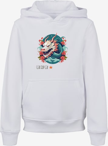 F4NT4STIC Sweatshirt 'Drache mit Blumen' in Weiß | ABOUT YOU