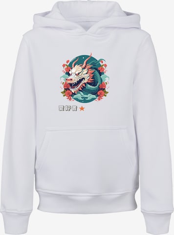 F4NT4STIC Sweatshirt 'Drache mit Blumen' in White: front