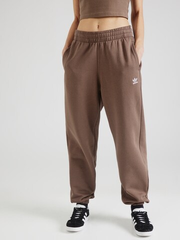 ADIDAS ORIGINALS Tapered Trousers 'Essentials Fleece' in Brown: front