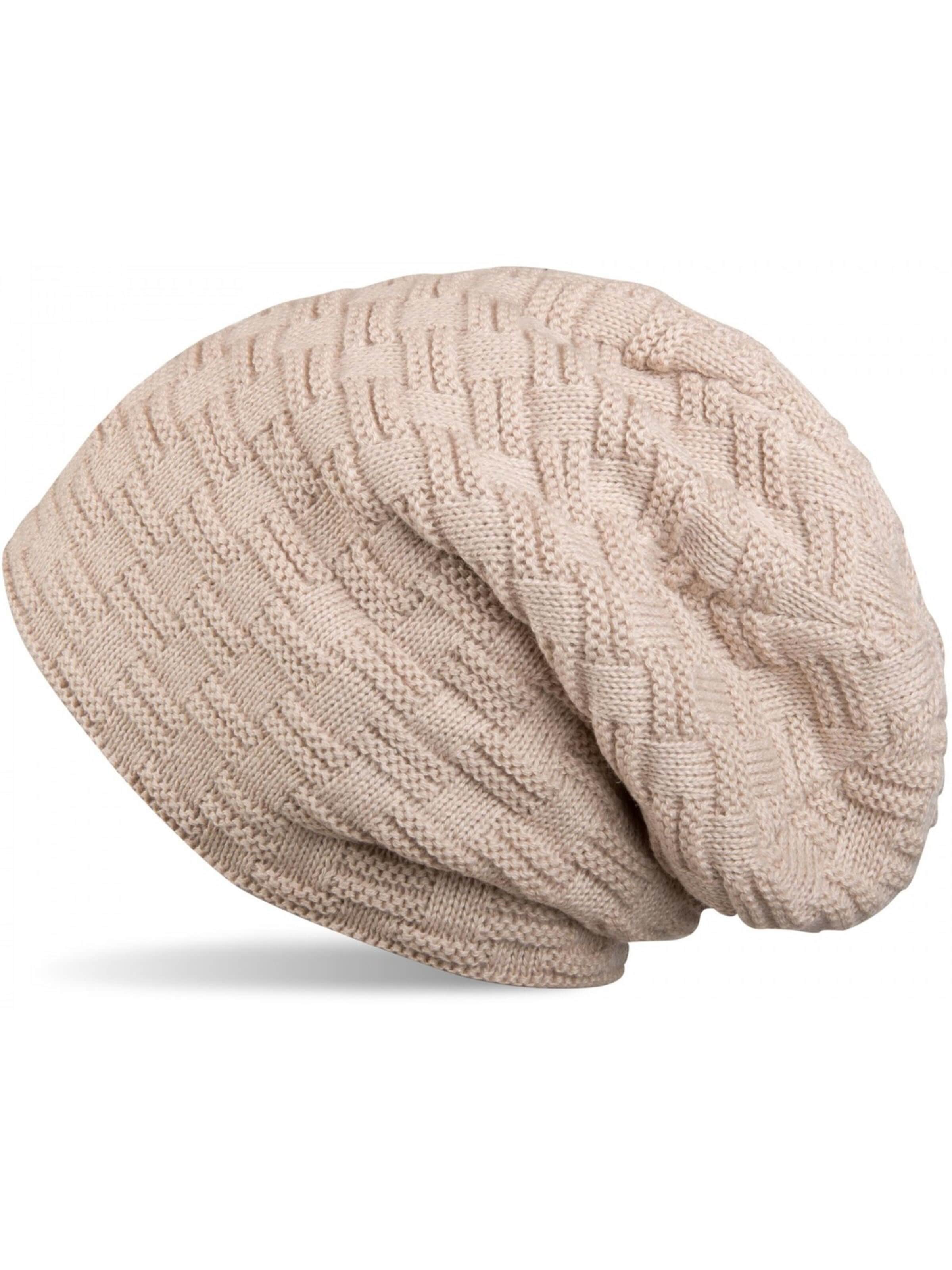 styleBREAKER Mütze 'Feinstrick Beanie mit Flecht Muster und Teddyfleece'‌ in Beige: Vorderseite
