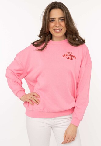 Zwillingsherz Sweatshirt 'FEEL GOOD CLUB' in Pink: front