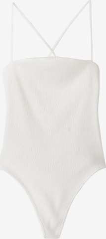 Bershka Shirt bodysuit in White: front