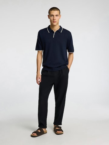 SELECTED HOMME Loosefit Bandplooibroek in Zwart