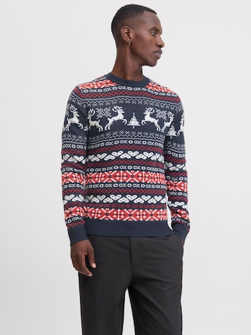 JACK & JONES Πουλόβερ 'JJXMAS FROSTY' σε μπλε: μπροστά