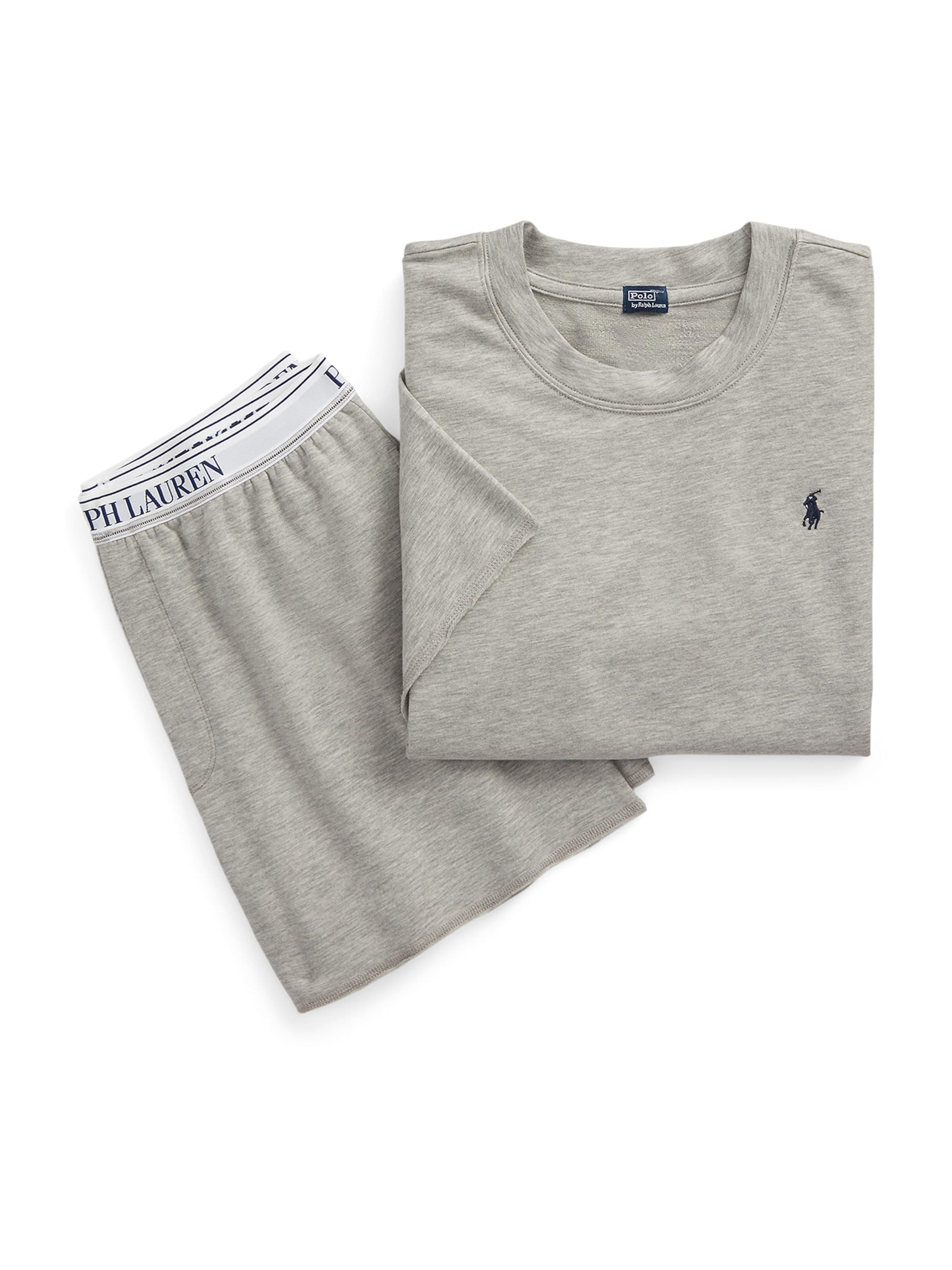 Polo Ralph Lauren - Pijama ' Short Sleeve Shirt & Short Set ' en gris: frente