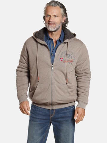 Jan Vanderstorm Zip-Up Hoodie ' Thorsteno ' in Beige: front