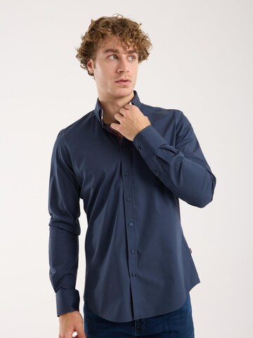 Slim fit Camicia 'Donatello Iconic Poplin Stretch Man Shirt Red' di 7Camicie in blu