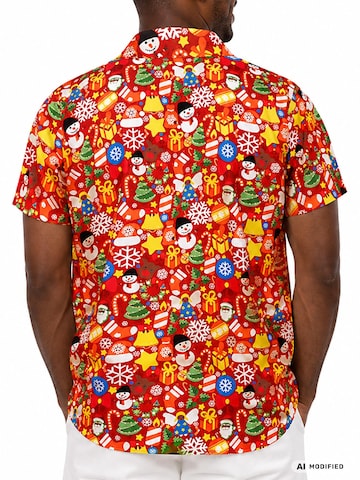 King Kameha Regular Fit Hemd 'Christmas Allover'‌‌‌‌‌‌ in Rot