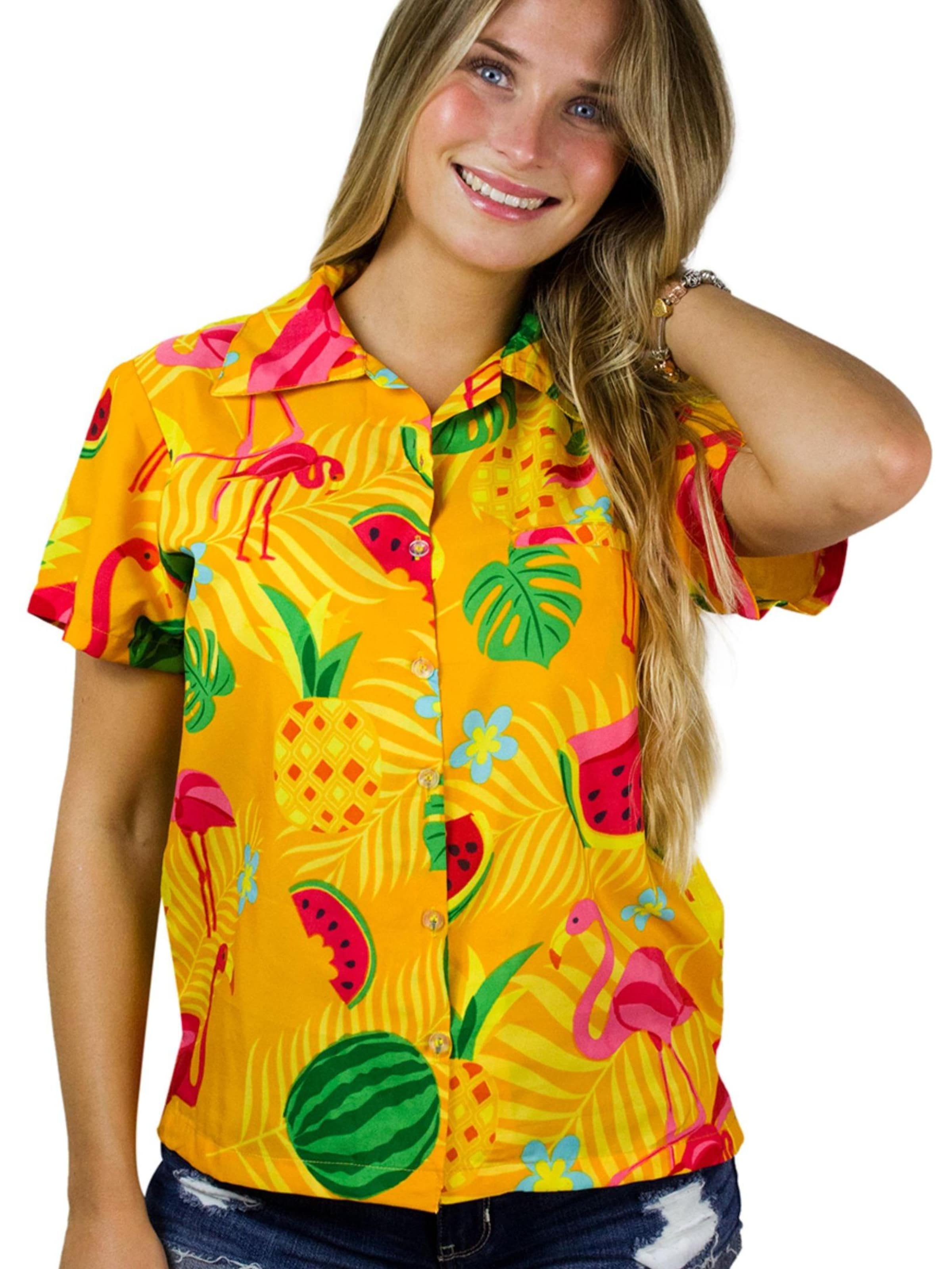 King Kameha Bluse 'Flamingo Melone'‌ in Gelb