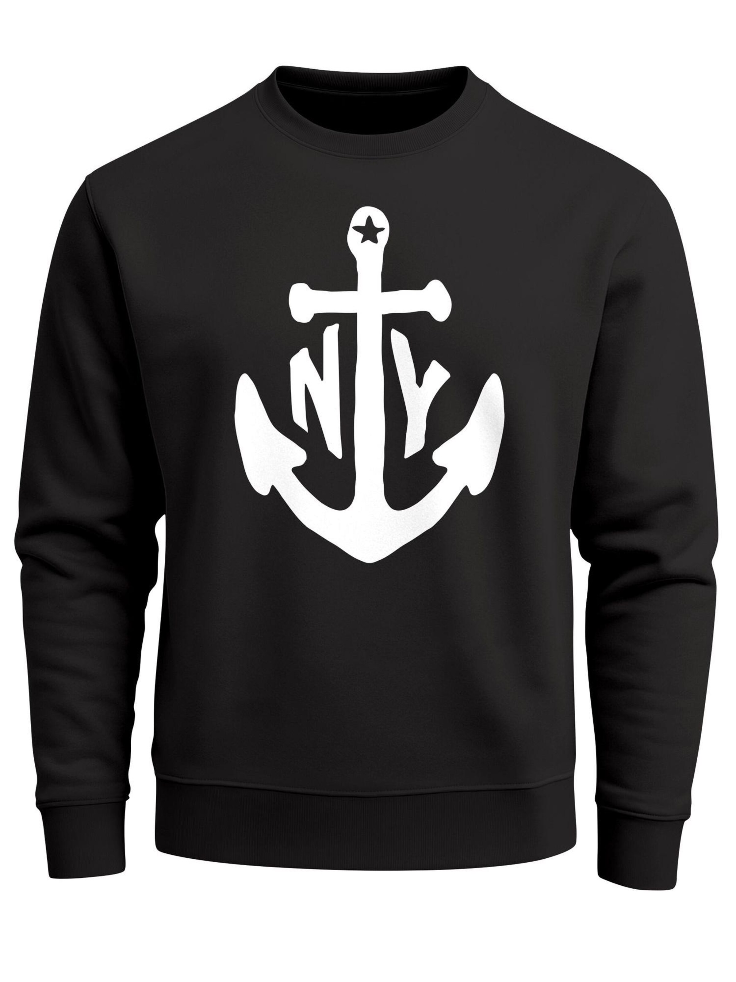 Neverless Sweatshirt 'NY Anker'‌‌‌‌ in Schwarz: Vorderseite