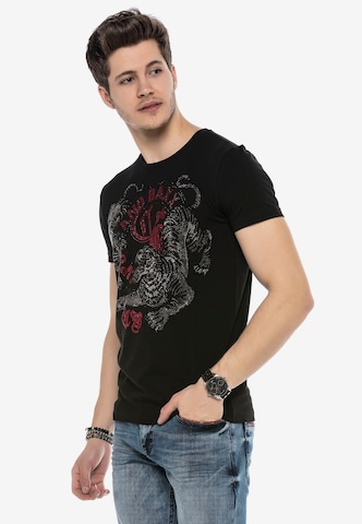CIPO & BAXX T-Shirt CBJ TIGER mit Pailletten Print in Schwarz