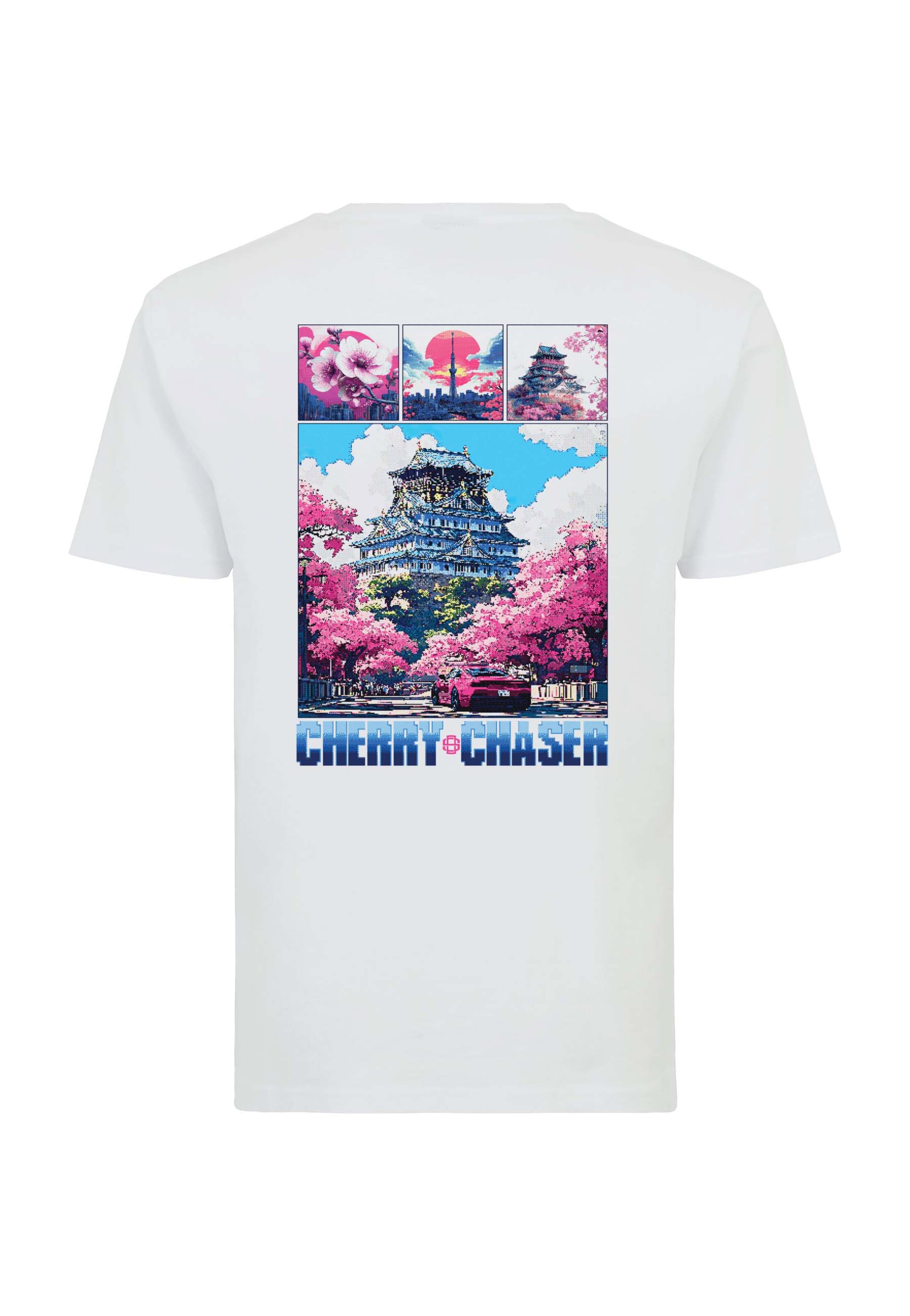 Oldskull Shirt 'Retro Cherry Chaser Logo Graphic' in White: front