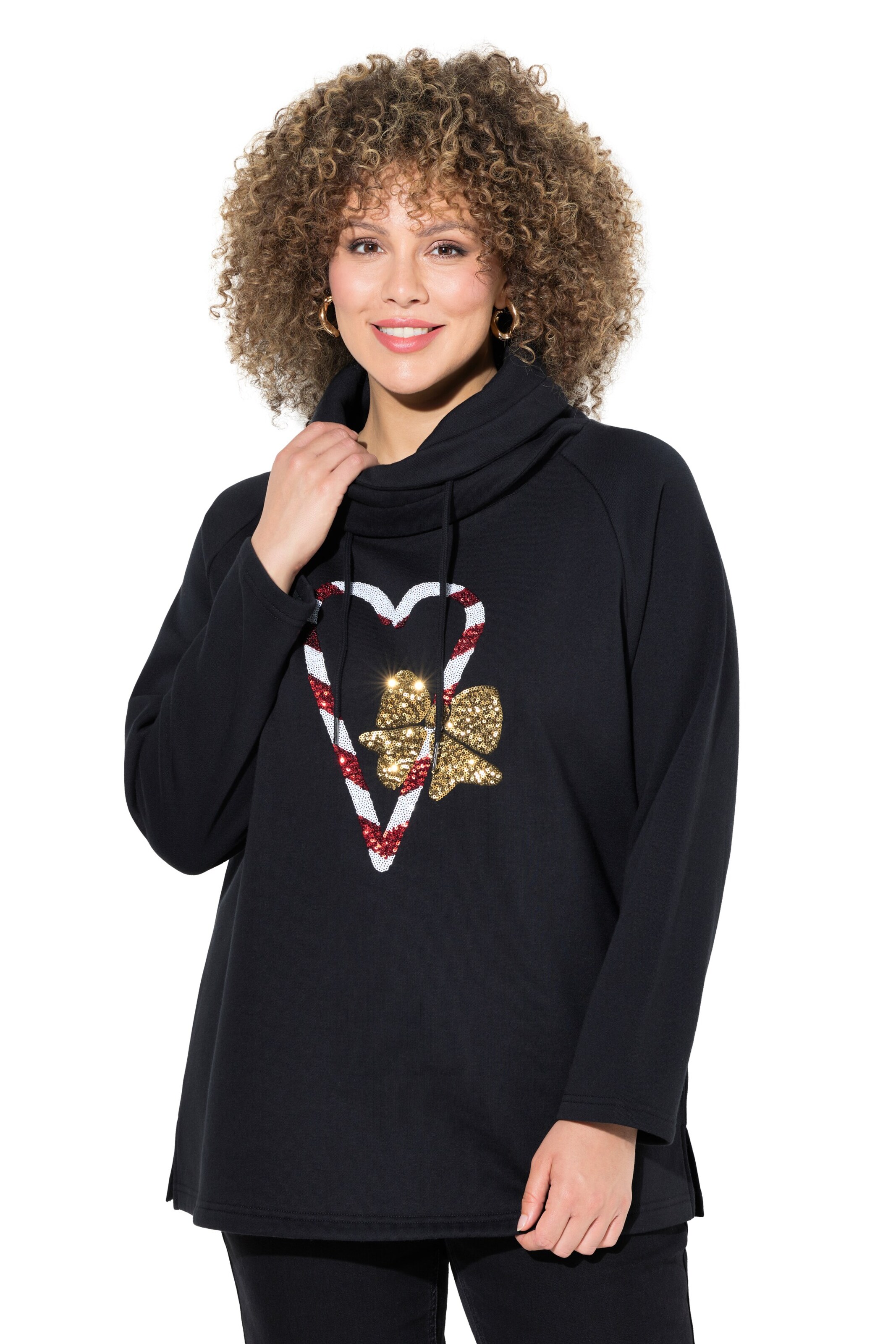 Bluză de molton de la Ulla Popken pe negru: față