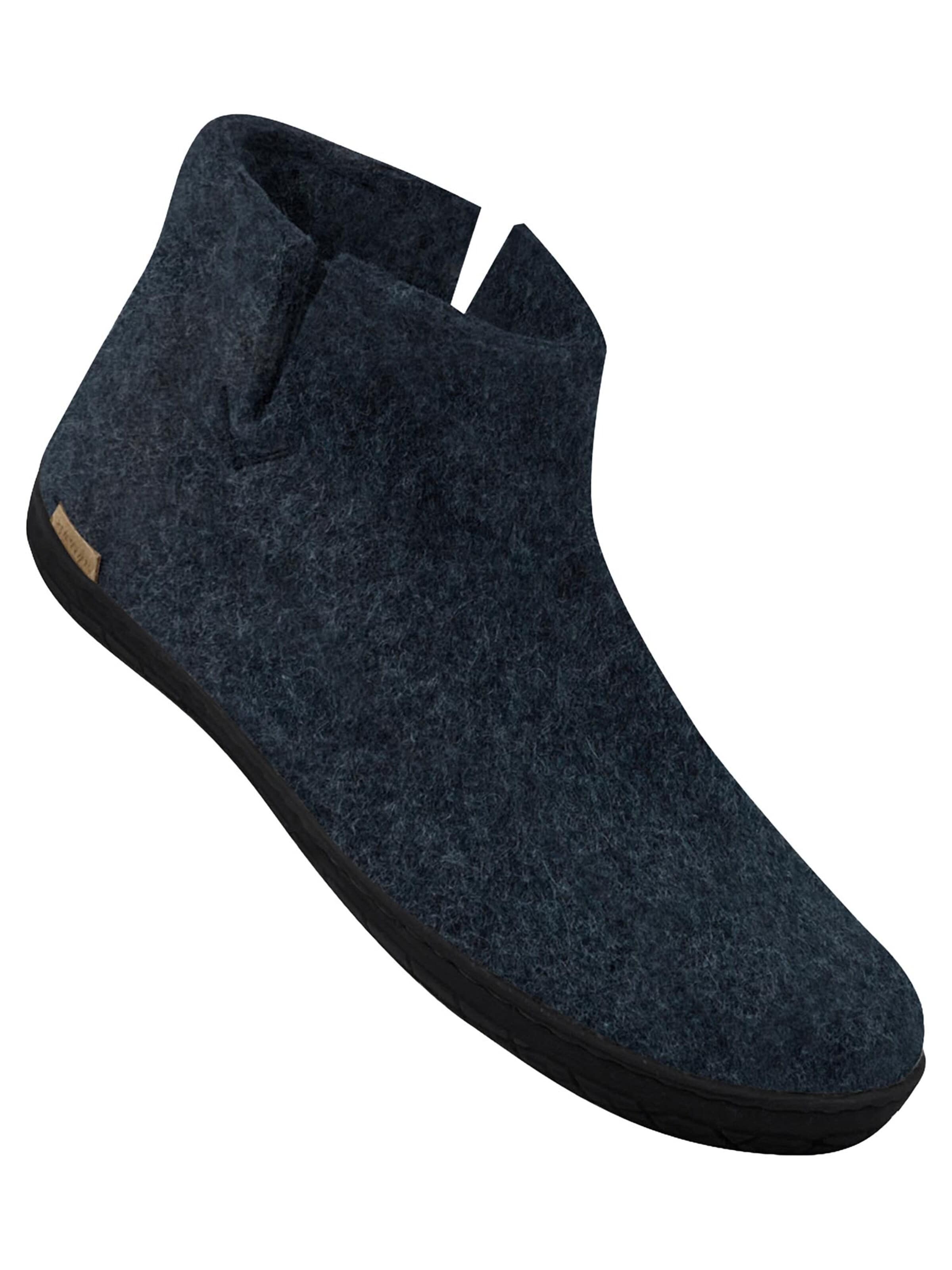 Glerups Muiltjes 'Kautschuksohle Schwarz' in Blauw