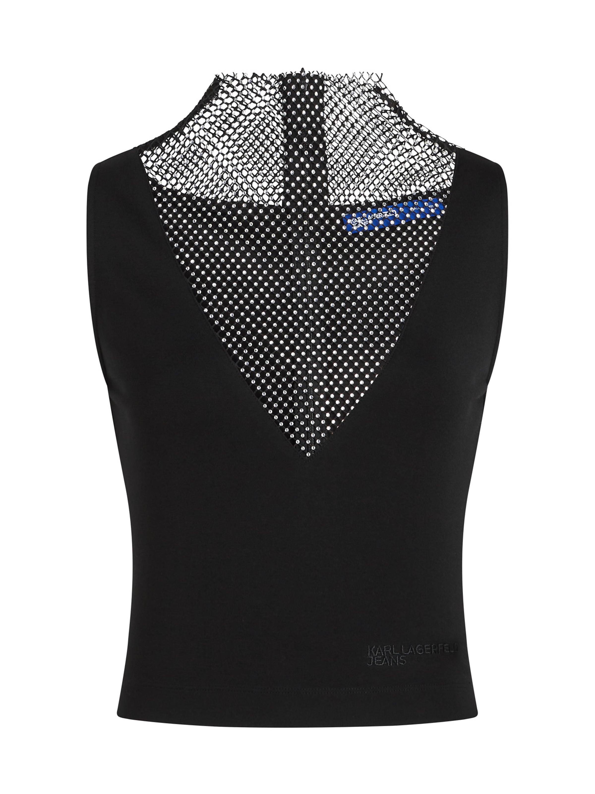 KARL LAGERFELD JEANS Top 'Chainmail' in Schwarz: Vorderseite