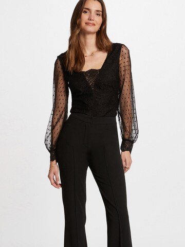 Body a camicia di Morgan in nero: frontale