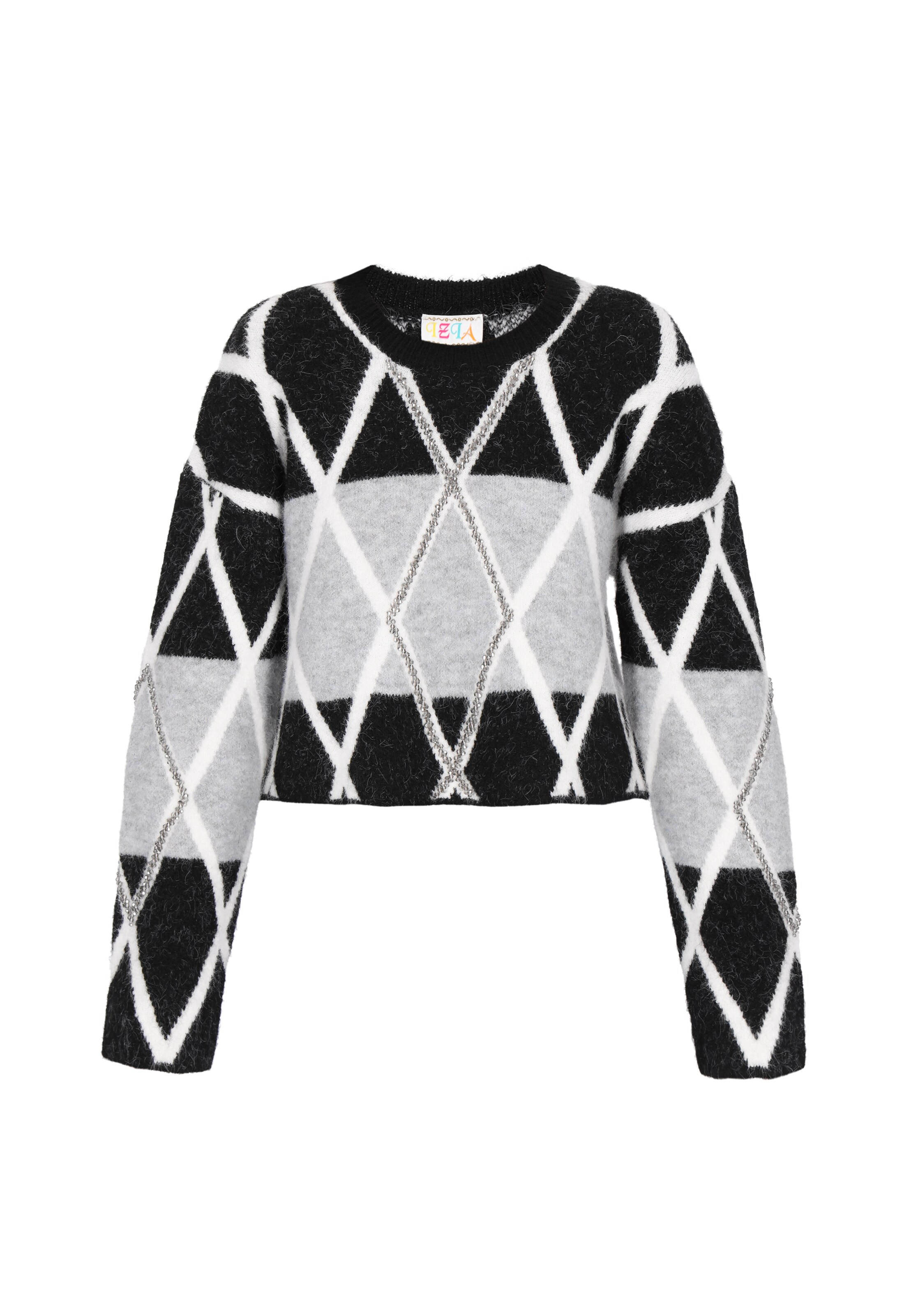 Pulover IZIA pe gri / negru / alb, Vizualizare produs