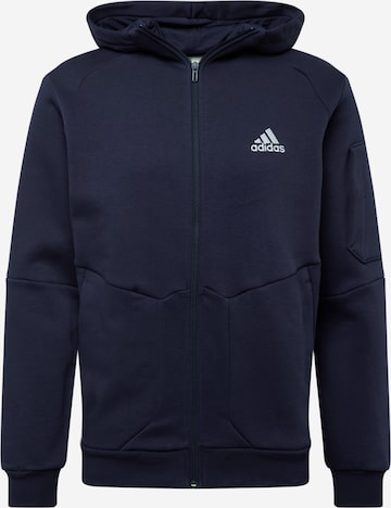 ADIDAS SPORTSWEAR Sportsweatjacke 'Essentials For Gameday Fleece ' in Blau: predná strana