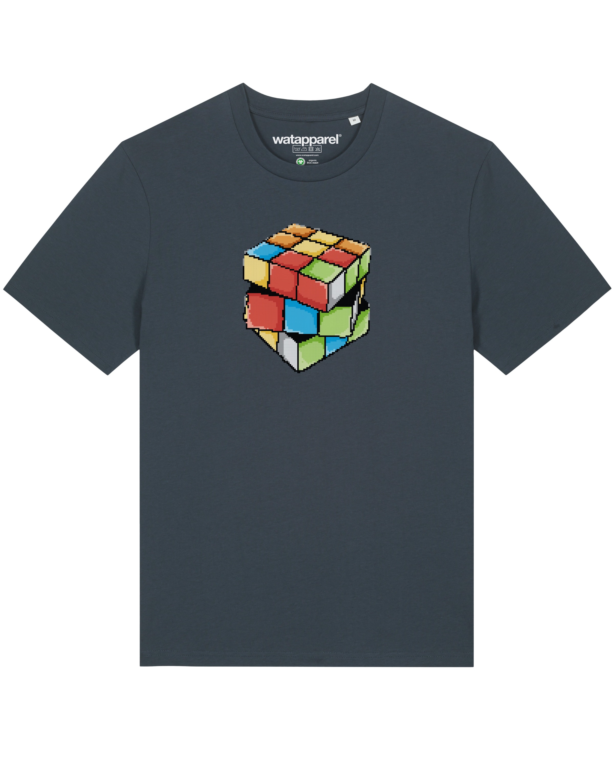 T-Shirt 'Pixel Zauberwürfel' Watapparel en gris : devant