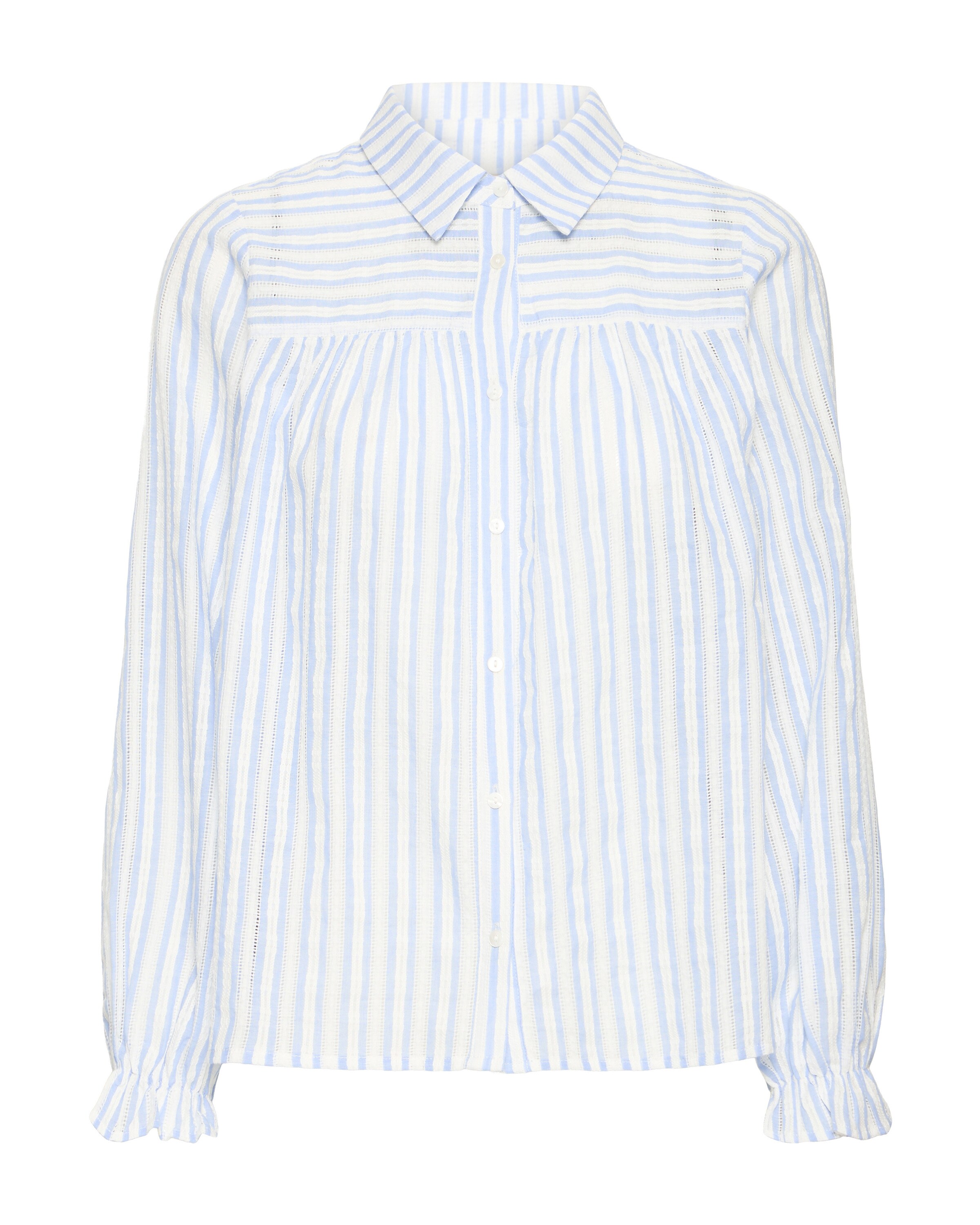 Fransa Blouse 'FREverly' in de kleur Lichtblauw / Wit, Productweergave