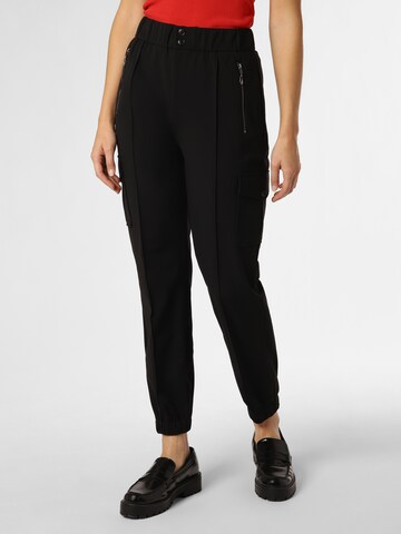 MOS MOSH Regular Pleat-Front Pants in Black: front